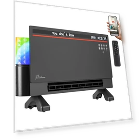 Smart Electric Panel Space Heater with Bluetooth Speaker, Lyric Display & RGB Lights — Portable Heating Solutions, Hawkrown