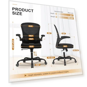 Ergonomic High Back Mesh Desk Chair with Flip-Up Armrests — Desk Chairs, Synorla