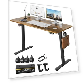 Large Electric Standing Desk with Lockable Wheels — Mounts, Gamork