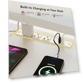 U Shaped Electric Standing Desk with Keyboard Tray — Monitor Stands, OffiGo