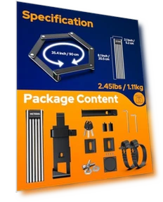 Folding Bike Lock with Hidden AirTag Mount — U-Lock, VICTGOAL