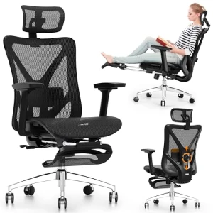 Ergonomic Office Chair with Footrest, Reclining Desk Chair with Adjustable Lumbar Support, 3D Armrest, Headrest & Large... — Smart Chairs, GABRYLLY