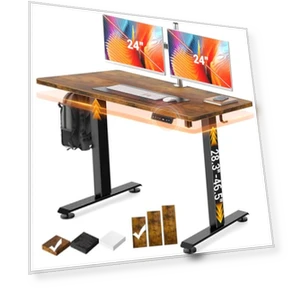Adjustable Height Standing Desk with Wood Desktop — Mounts, Veken