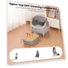 Automatic Self-Cleaning Litter Box with Raised Step, Open Top, and Smart App Control — Waste Bins, HALKYDY