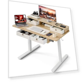 Electric Standing Desk with 4 Drawers and Storage Shelf — Office, Grandder