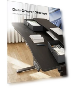 Electric Standing Desk with Drawers — Monitor Stands, HUANUO