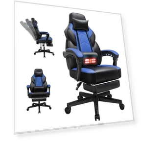 Gaming Chair with Footrest and Massage Lumbar Support — Gaming Chairs, DL-win