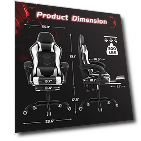 Gaming Chair with Footrest and Massage Lumbar Support — Gaming Seating Solutions, Shahoo