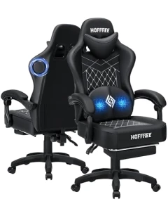 Gaming Chair with Speakers, Massage, and Footrest — Smart Chairs, HOFFREE