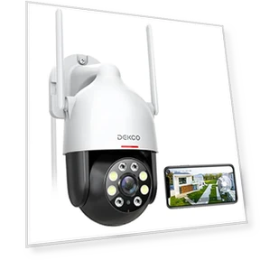 Outdoor Security Camera with Pan-Tilt 360° View, Motion Detection, and Full-Color Night Vision — Dome Surveillance Cameras, DEKCO