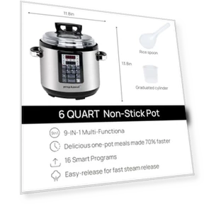 9-in-1 Electric Pressure Cooker 6QT Multi-Functional Programmable Non-Stick Pot — Electric Pressure Cookers, prepAmeal