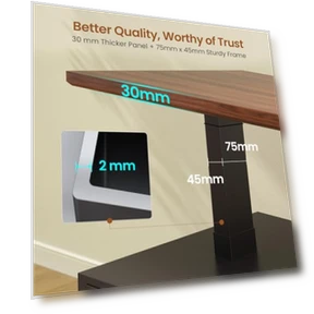 Farmhouse Electric Standing Desk with Drawers and Storage Shelves — Office, SEDETA