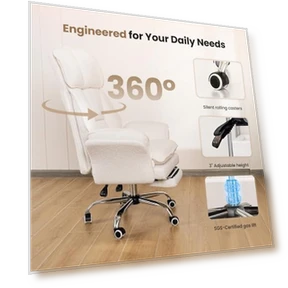 Office Chair with Flip Armrests and Foot Rest — Desk Chairs, HOMRELEXA