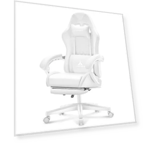 White Gaming Chair with Footrest, Massage, and Reclining — Desk Chairs, TUKAKA