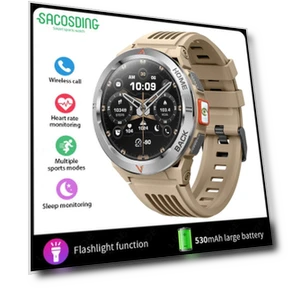 1.43-inch AMOLED Smartwatch with GPS and LED Flashlight — Smartwatches, SACOSDING