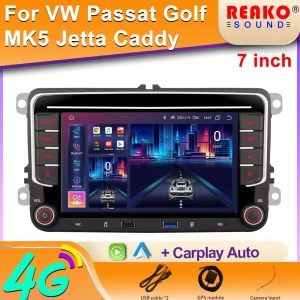 7-inch 2 Din Car Radio with GPS, Android Auto, and CarPlay — Car Infotainment System, Reakosound