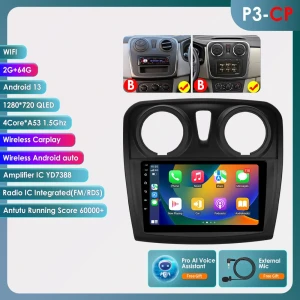 Car Multimedia Player with Android 13, CarPlay, 4G, GPS, and 2Din Screen — Car Infotainment System, Hizpo