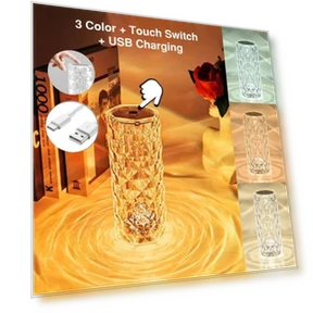 Crystal Table Lamp with LED Projector — Desk & Table Lighting, Lanzhong