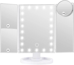 Makeup Mirror with Touch Control, Adjustable Lighting, and Magnification — Skin Analyzer, Intelligent Living Hall
