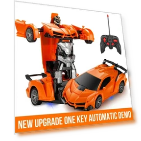 Remote Control Transformer Robot 2-in-1, Mini Toy Racing Car, Automatic Transformation, STEM Educational Gift — Interactive Figures & Robots, okhaowu