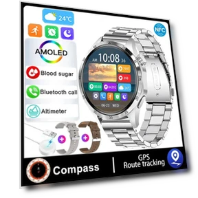 Smart Watch with AMOLED HD Display, Bluetooth Calling, NFC, and Health Monitoring — Smartwatches, Zodvboz