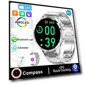 Smart Watch with AMOLED HD Display, Bluetooth Calling, NFC, Health Monitoring — Smartwatches, Zodvboz
