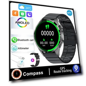 Smart Watch with AMOLED HD Display, Bluetooth Calling, NFC, and Health Monitoring — Smartwatches, Zodvboz