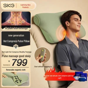 Smart Hot Compress Pulse Neck Massager Pillow, SKG