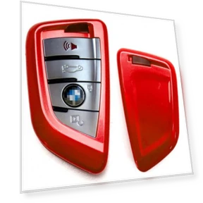 Glossy Red Smart Key Fob Shell Cover — Car Door Entry Guard, BMW