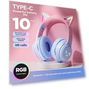 Gradient Cat Ear Smiley Face Gaming Headset — Headsets, Smarter than future