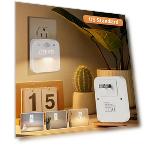 Human Body Sensor LED Night Light with Clock Display — Night Lights, The Cozy Nook