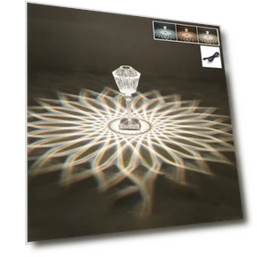 Remote Control 16 Color Night Light Touch Sensor Light Projector LED Ambient Light Room Decor Crystal Table Lamp — Overhead Lighting
