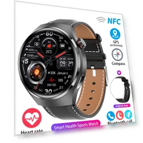 Smart Watch with NFC, AMOLED HD Display, Heart Rate Monitor, Bluetooth Calling, IP68 Waterproof — Smartwatches, Wula Mall
