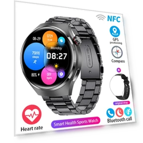 Smartwatch with NFC, AMOLED HD Display, Heart Rate Monitor, Bluetooth Calling, IP68 Waterproof — Smartwatches, Wula Mall