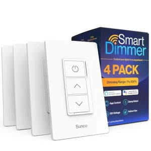 4 Pack Smart Dimmer Switch, Double Rocker Wall Light Switch — Smart Switch, Sunco Lighting
