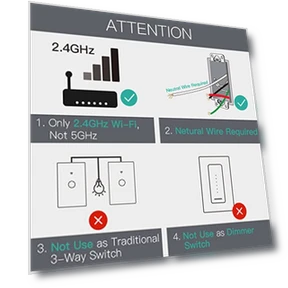 WiFi Smart Wall Light Switch with Glass Panel — Dimmer Switches, MoesGo