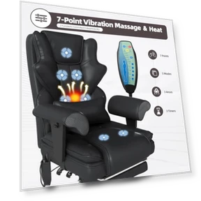 7-Point Massage Office Chair with Heating and Footrest — Desk Chairs, Mvpipi