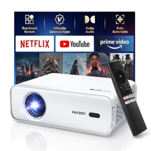 Smart Projector with WiFi and Bluetooth, Netflix-Officially-Licensed, Auto Focus & Keystone, Dolby Audio, Native 1080P,... — Smart Projector, Aurzen