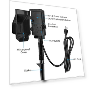 WiFi Smart Yard Stake Plug with 6 Outlets — Power Solutions & Surge Protection, DEWENWILS
