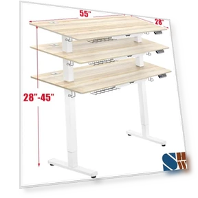 Electric Height Adjustable Standing Desk with Drawer and Memory Preset — Office, SHW