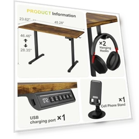 Electric Standing Desk with 4 Height Position Memory — Mounts, Furmax