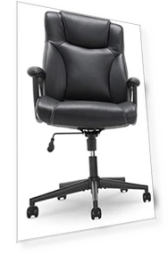 Executive Office Chair with Layered Body Pillows, Contoured Lumbar, Adjustable Seat Height, Bonded Leather — Desk Chairs, Serta