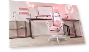Gaming Chair with Cat Ears and Massage Lumbar Support — Gaming Chairs, Dowinx