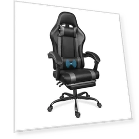 Gaming Chair with Footrest and Massage Lumbar Support — Gaming Chairs, ErgoDesign