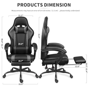 Gaming Chair with Footrest and Massage Lumbar Support — Massage Chairs, ErgoDesign