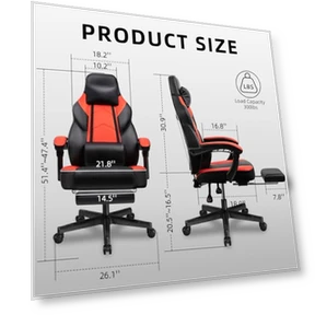 Gaming Chair with Footrest, Massage Lumbar Support, Height Adjustment, and 360° Swivel Seat — Gaming Chairs, Shintenchi