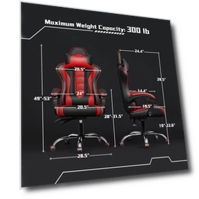 Gaming Chair with Headrest and Massage Lumbar Support — Gaming Chairs, Yaheetech