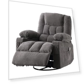 Swivel Recliner Chair with Vibration Massage and Lumbar Heat — Recliners, MAHOMICO