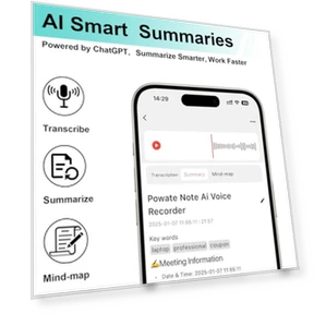 Voice Recorder with AI Transcription and Summarization — Voice Recognition & Productivity Software, Powate