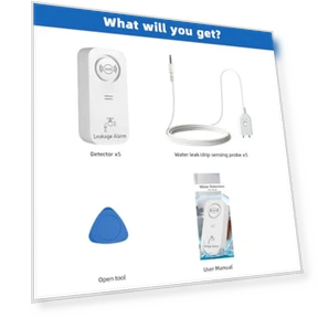 Water Leak Detector 5 Pack — Water Leak Detection Systems, KERUI